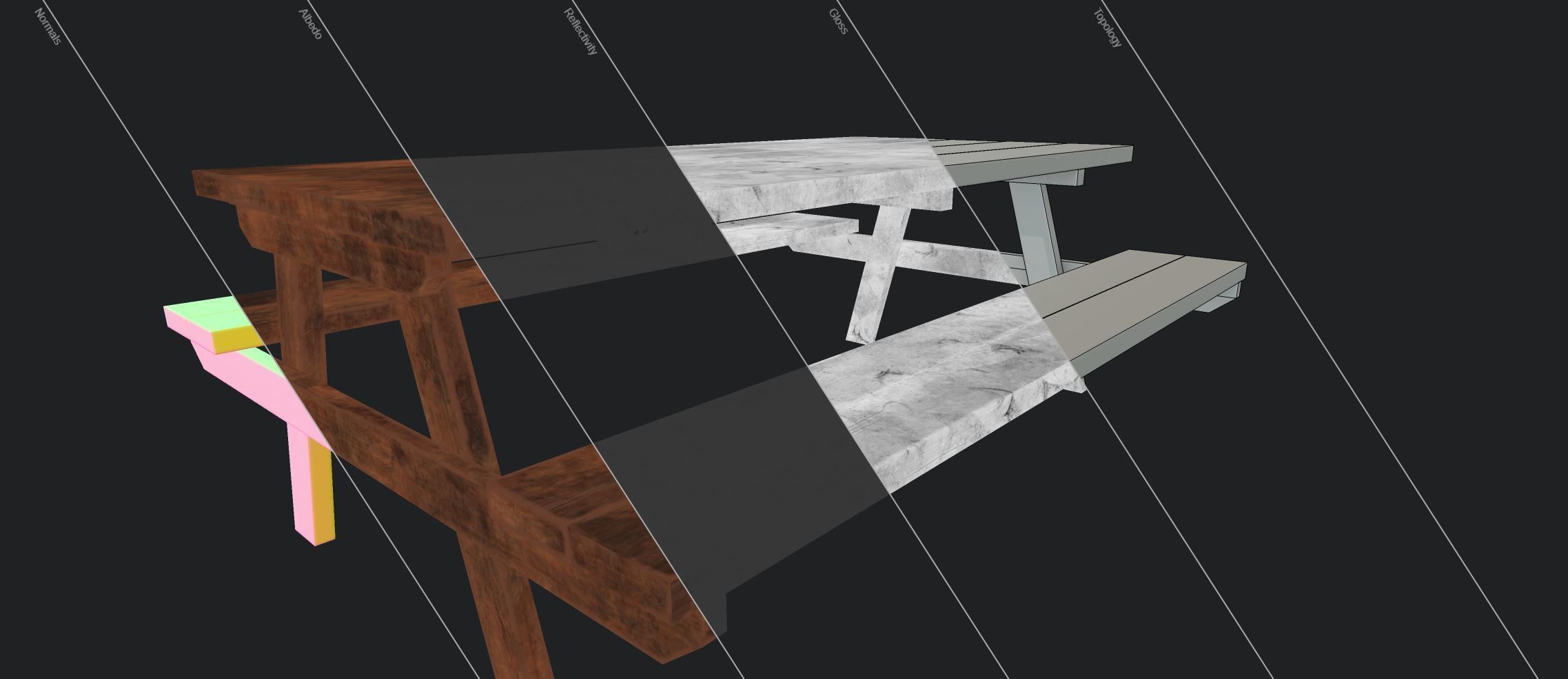 Table Bench Game Assets 3d Model pbr Texture Download Low-poly 3D model_4