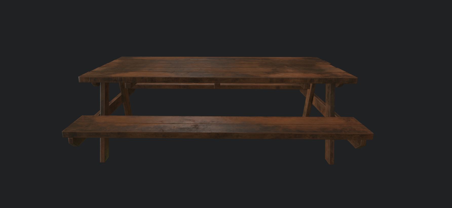 Table Bench Game Assets 3d Model pbr Texture Download Low-poly 3D model_3