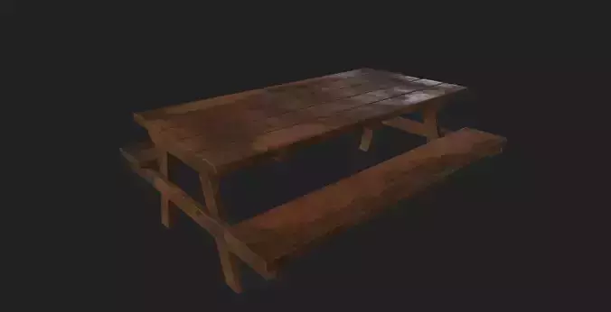 Table Bench Game Assets 3d Model  pbr Texture Download Low-poly 3D model