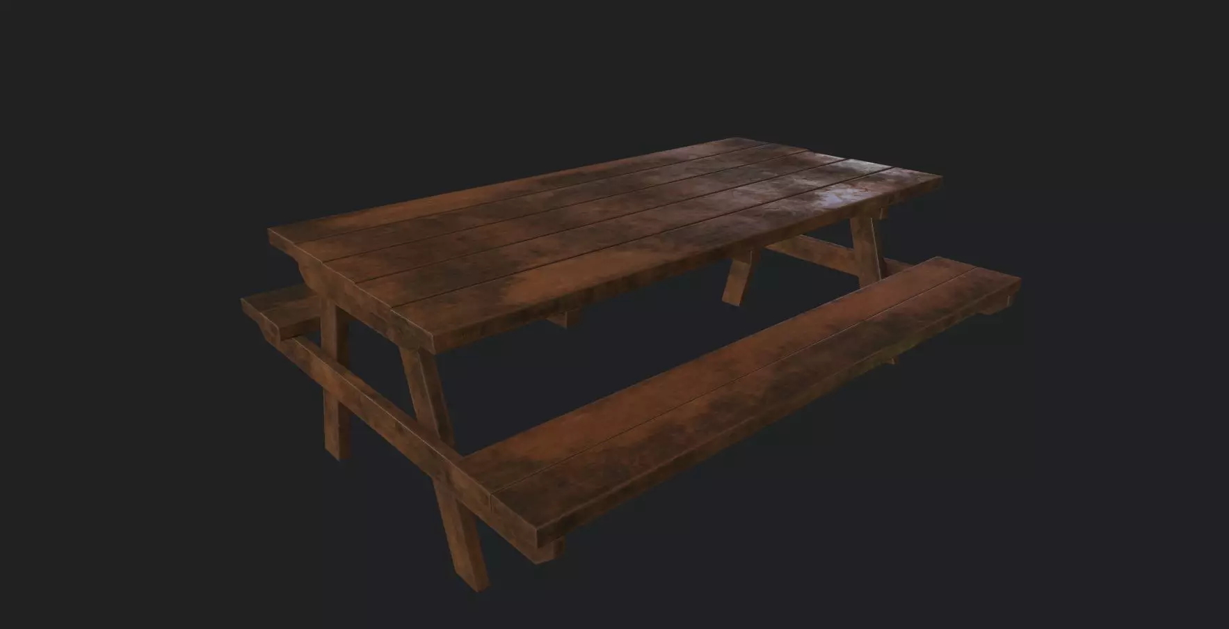Table Bench Game Assets 3d Model pbr Texture Download Low-poly 3D model_0