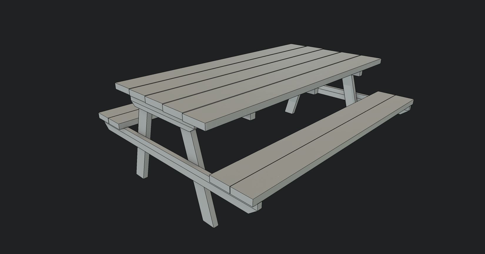 Table Bench Game Assets 3d Model pbr Texture Download Low-poly 3D model_5