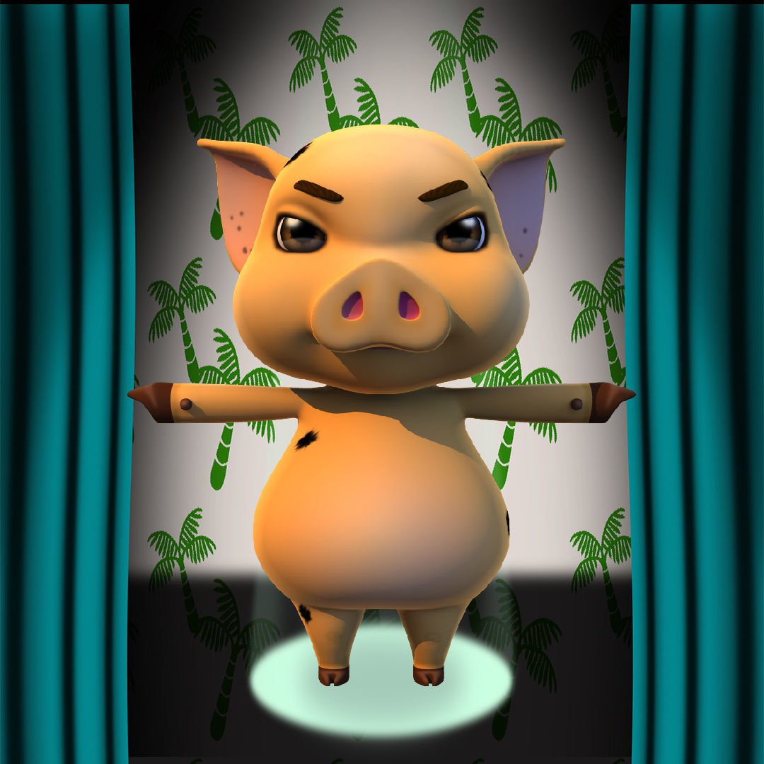 Hilly Bahamas Pig 3D model_2