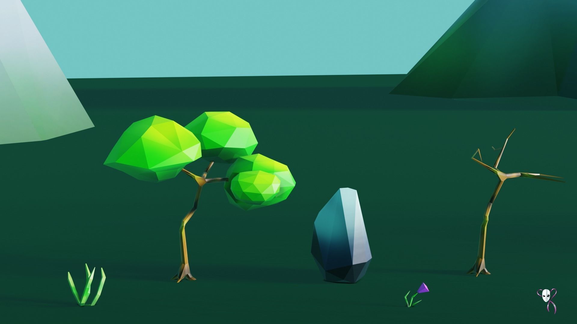 Low Poly Nature Spring Pack Low-poly 3D model_7