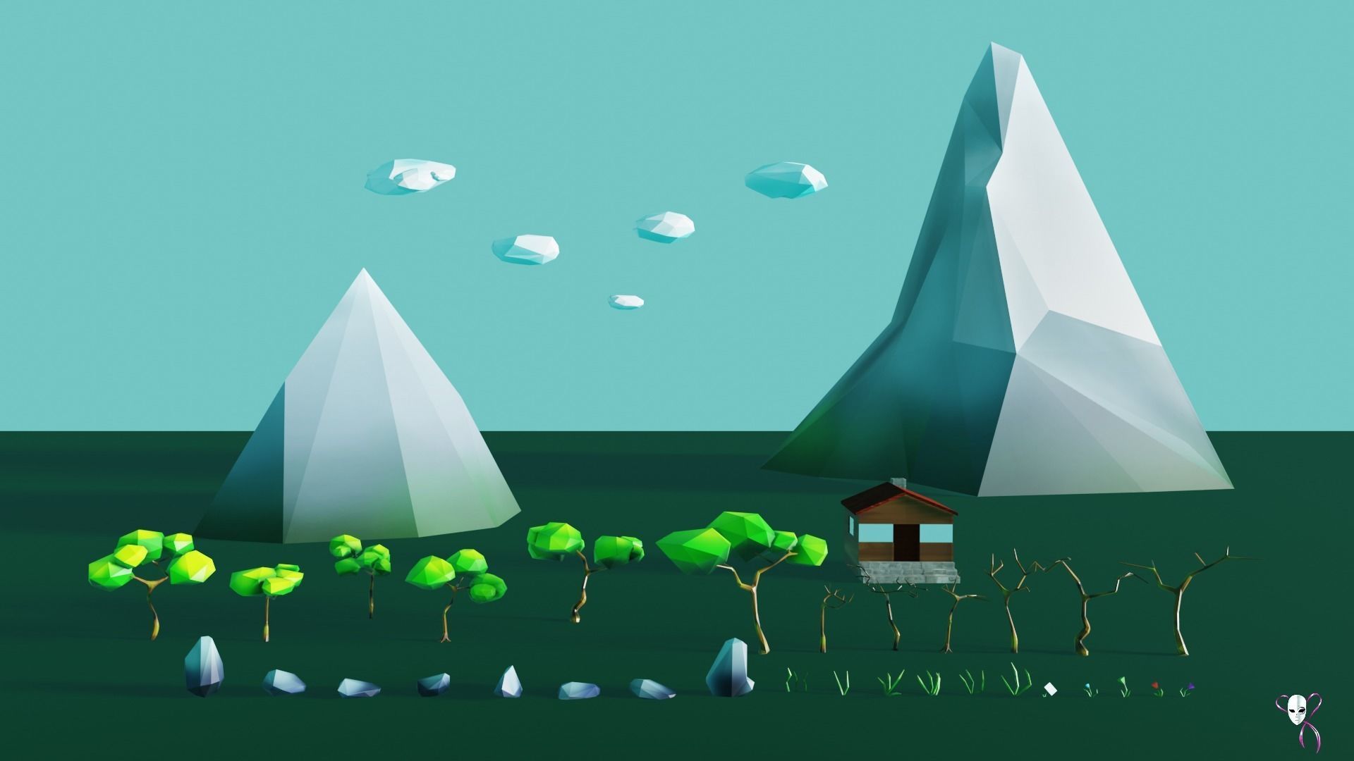 Low Poly Nature Spring Pack Low-poly 3D model_3