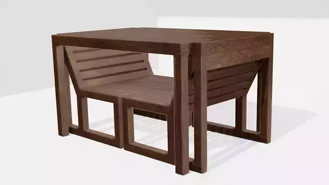 Wood table 3d model low poligon Free low-poly 3D model