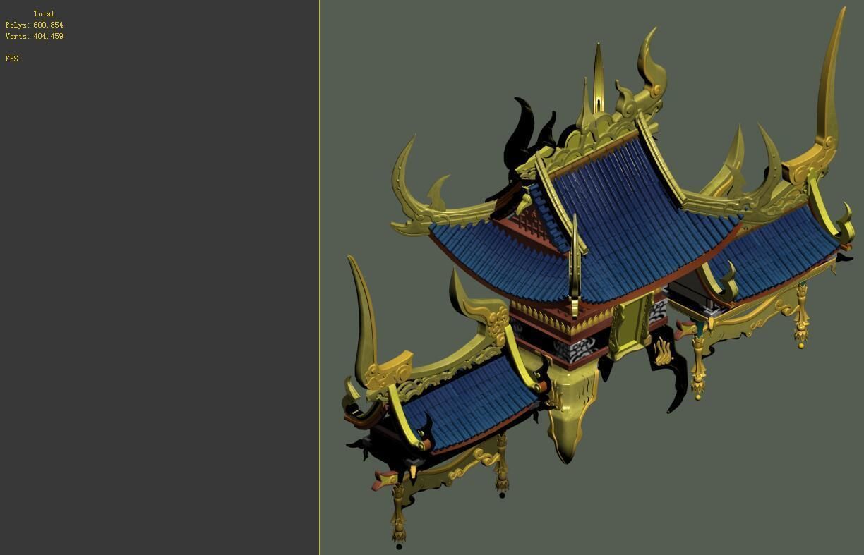 Game Model - Bi La City - Royal Palace roof 3D model_1