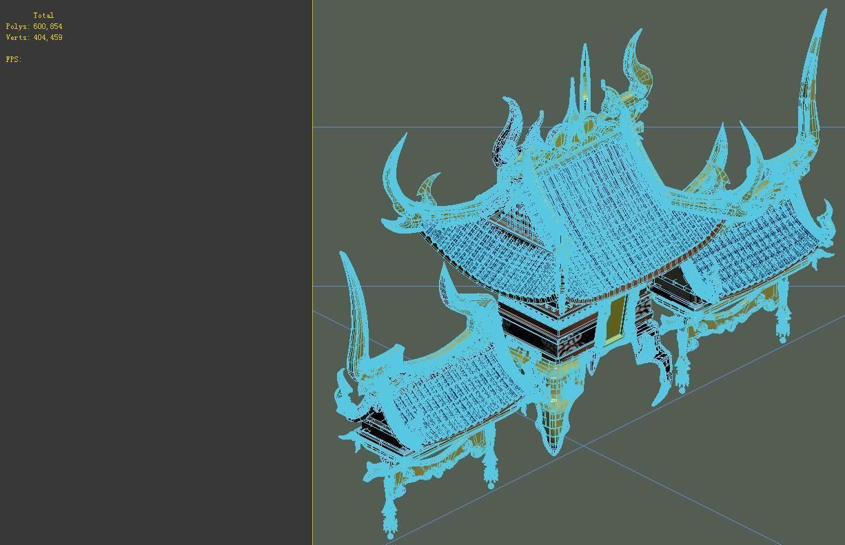 Game Model - Bi La City - Royal Palace roof 3D model_2