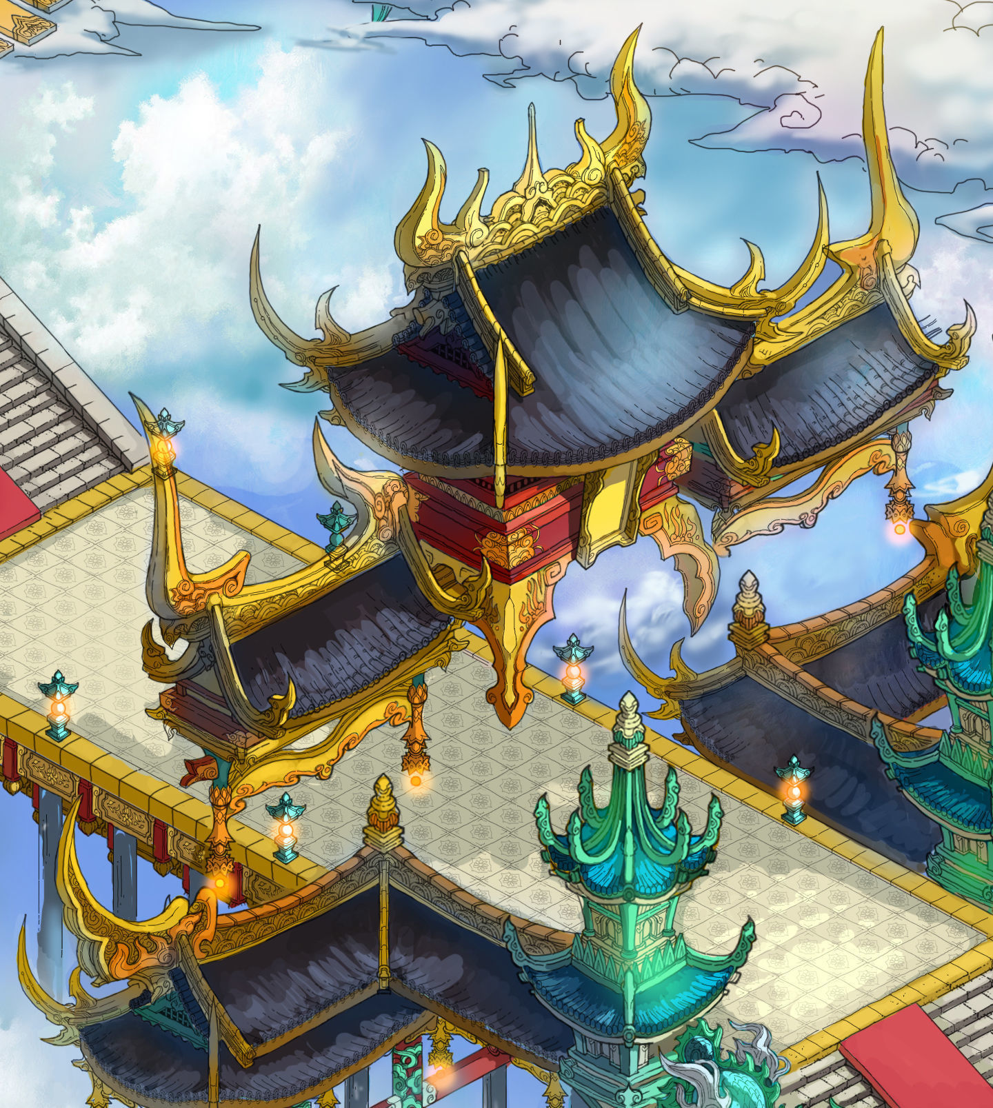 Game Model - Bi La City - Royal Palace roof 3D model_3