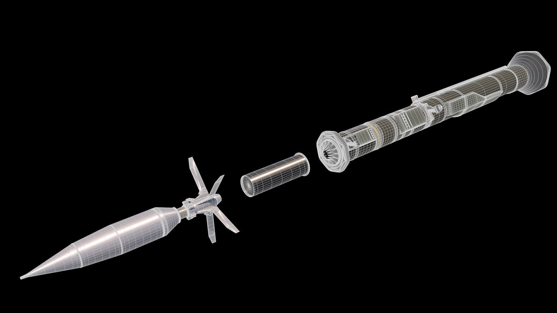 AT-4 Rocket Launcher with Rocket Low-poly 3D model_10