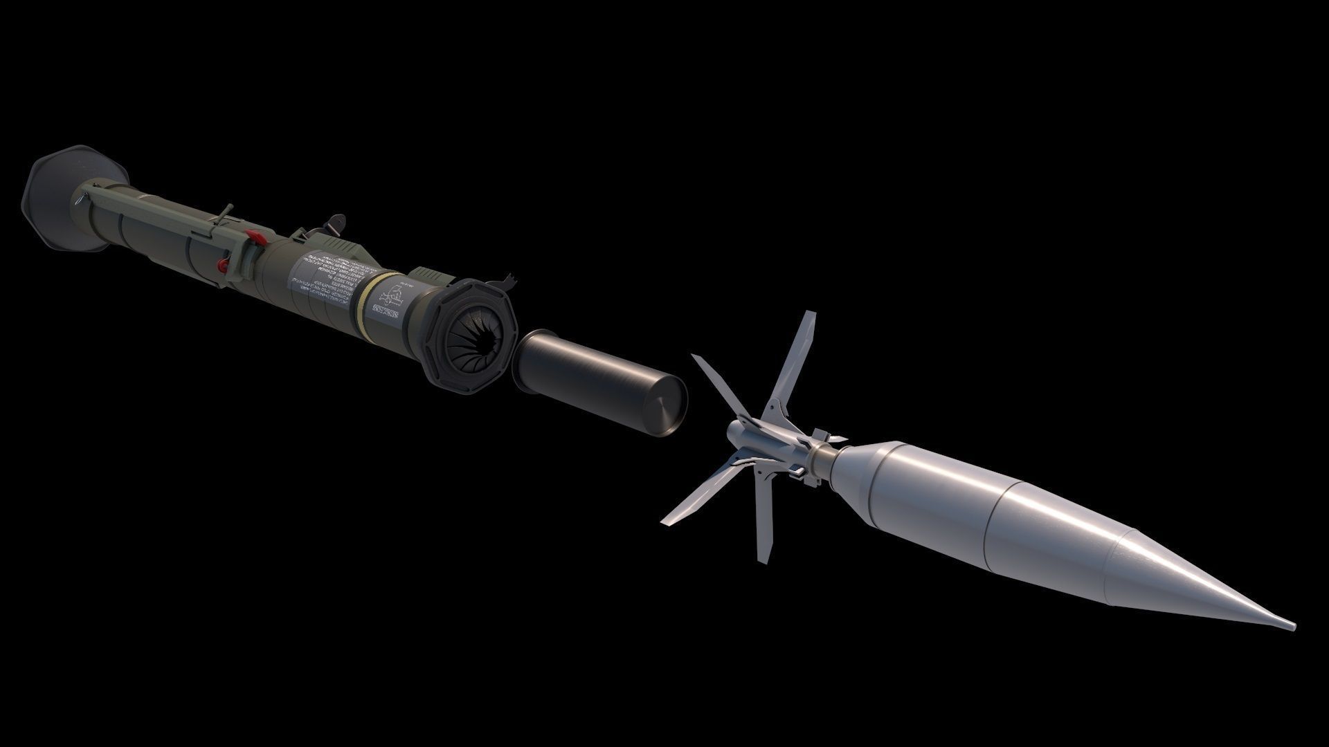 AT-4 Rocket Launcher with Rocket Low-poly 3D model_1