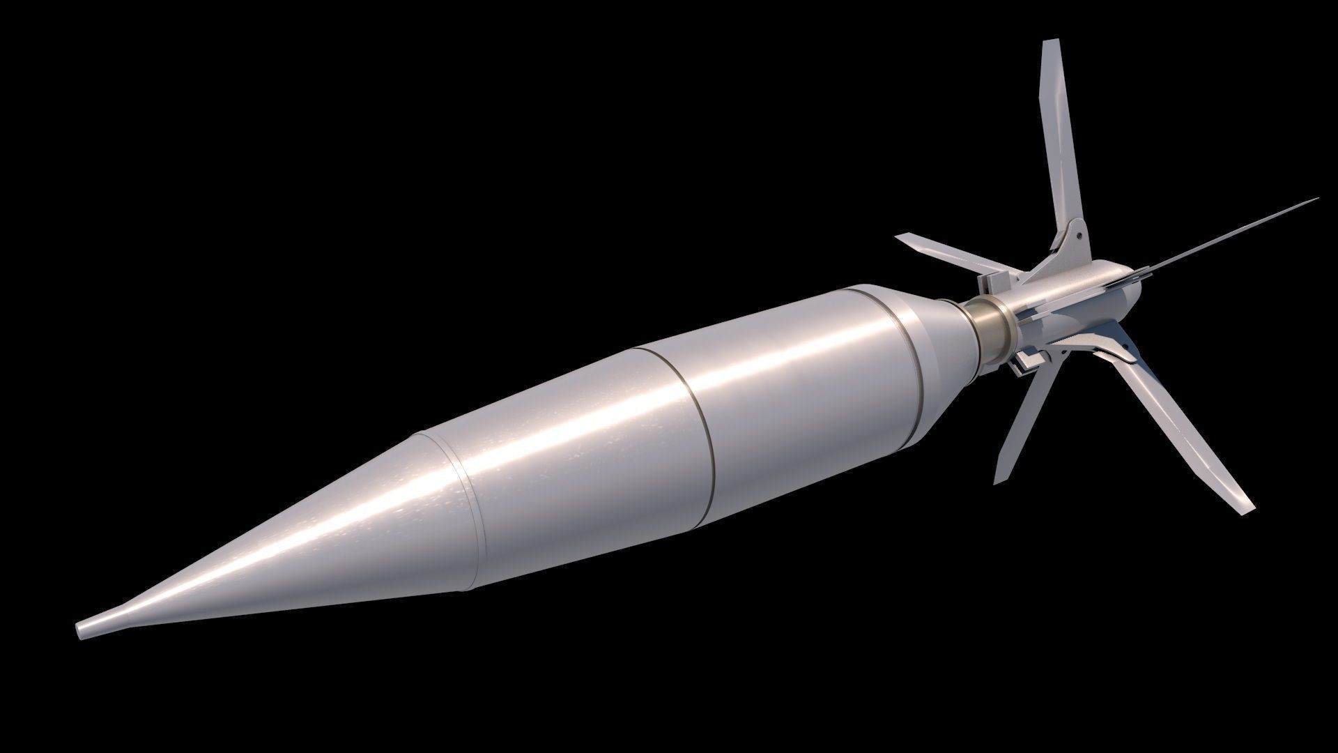 AT-4 Rocket Launcher with Rocket Low-poly 3D model_7