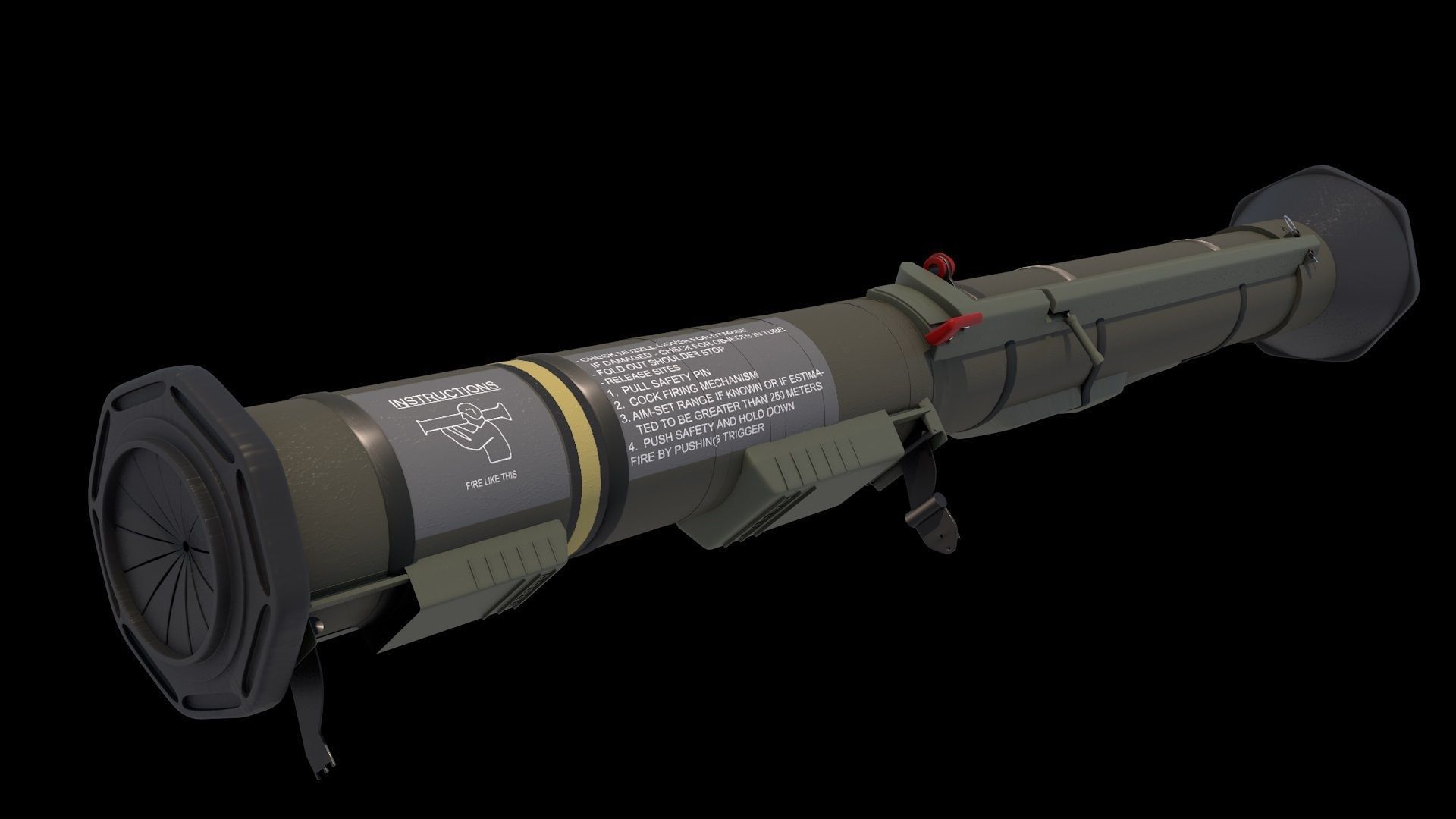 AT-4 Rocket Launcher with Rocket Low-poly 3D model_6