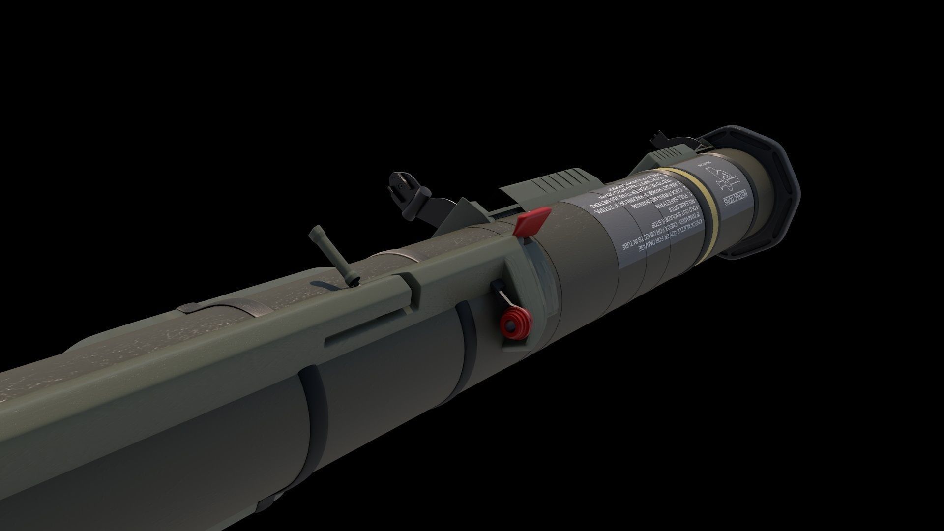 AT-4 Rocket Launcher with Rocket Low-poly 3D model_4