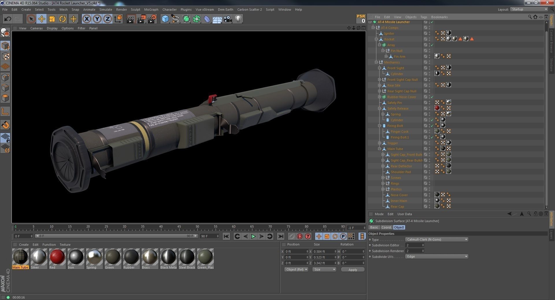 AT-4 Rocket Launcher with Rocket Low-poly 3D model_11