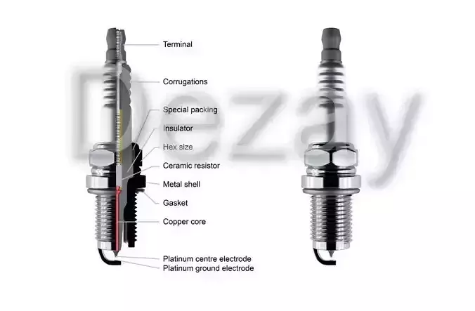Four different spark plugs 3D model