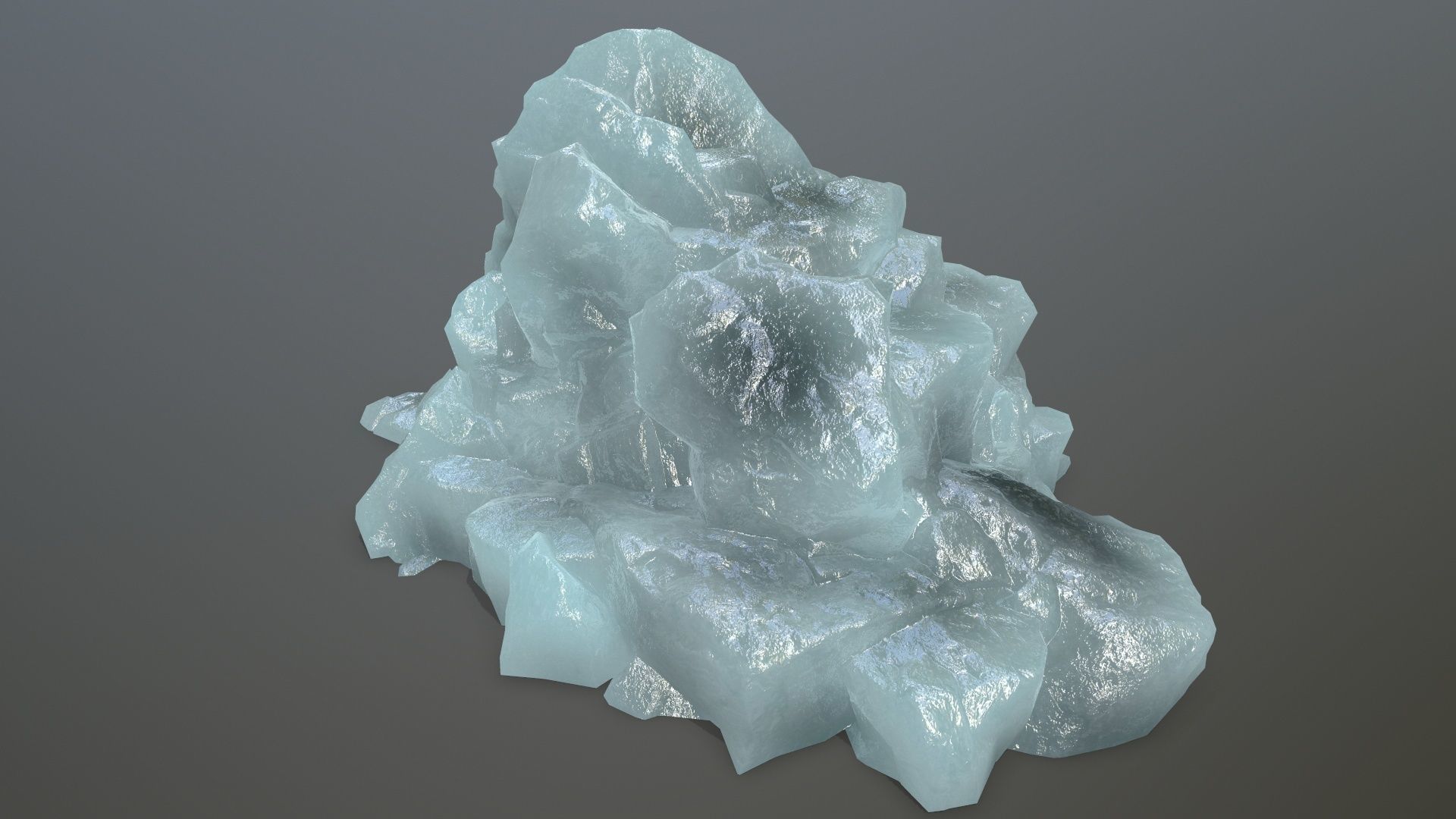 ice set rock in shape of cube Low-poly 3D model_14