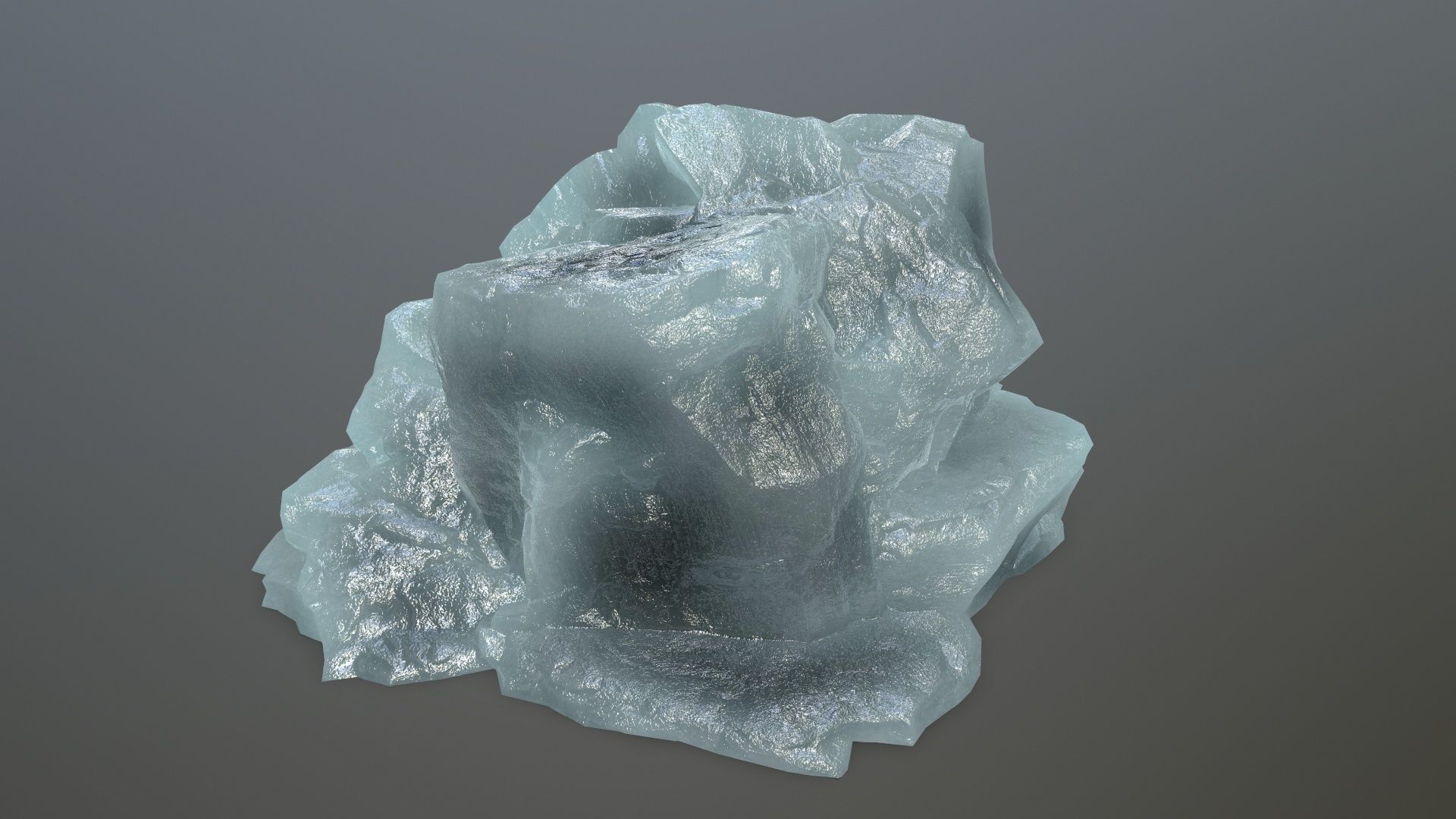 ice set rock in shape of cube Low-poly 3D model_4
