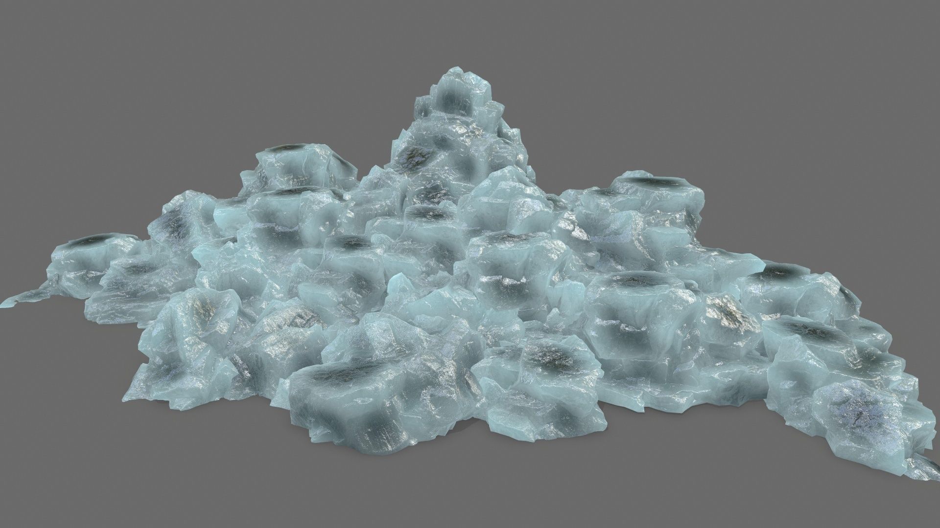 ice set rock in shape of cube Low-poly 3D model_29