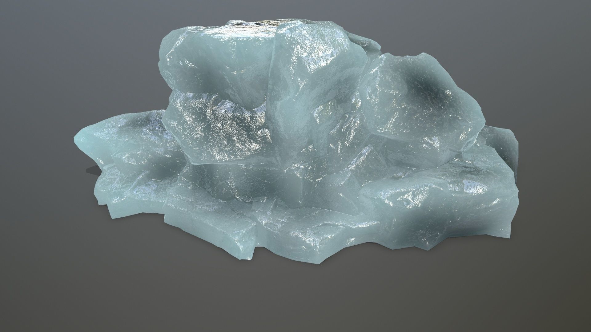 ice set rock in shape of cube Low-poly 3D model_6