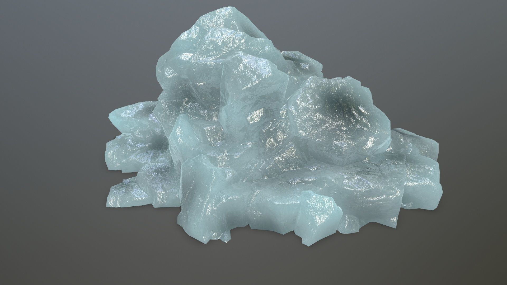 ice set rock in shape of cube Low-poly 3D model_10