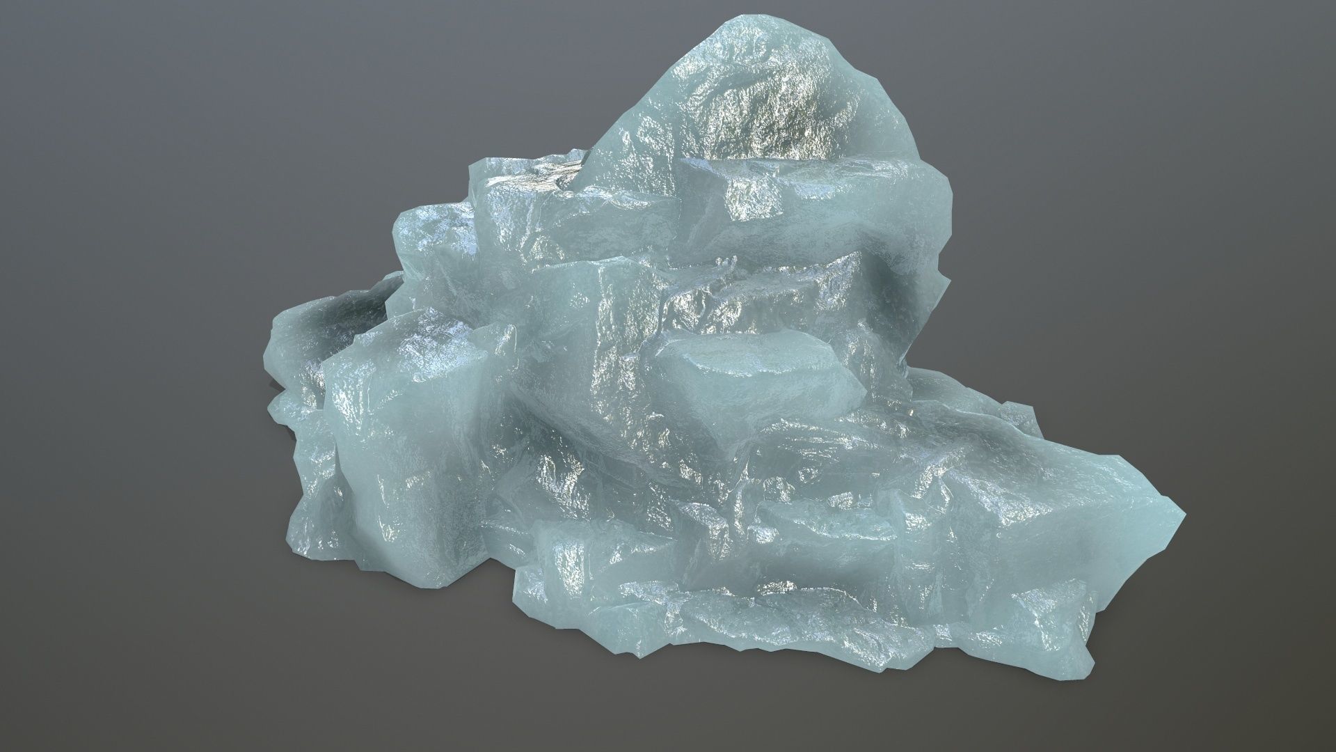 ice set rock in shape of cube Low-poly 3D model_12