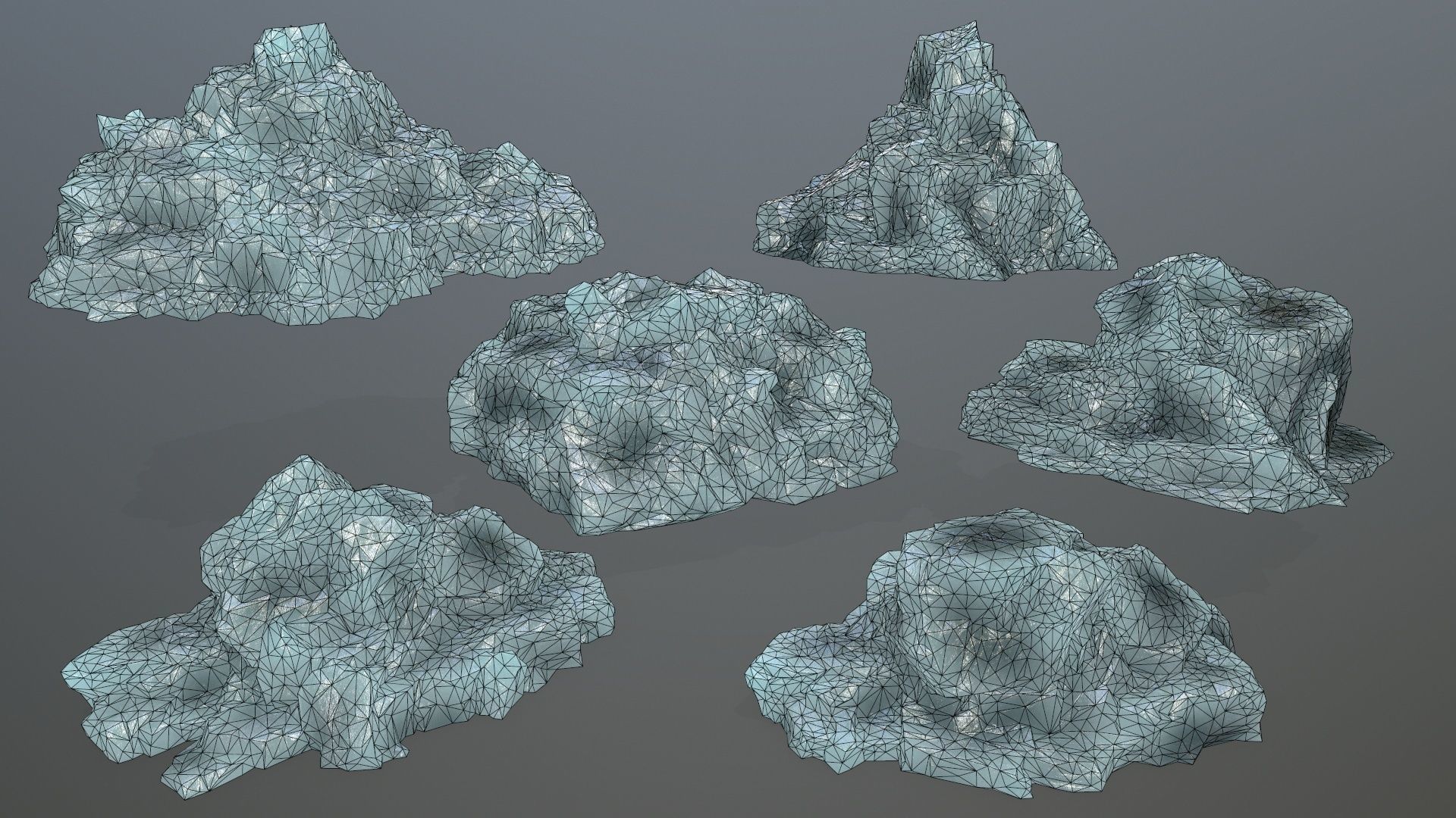 ice set rock in shape of cube Low-poly 3D model_30