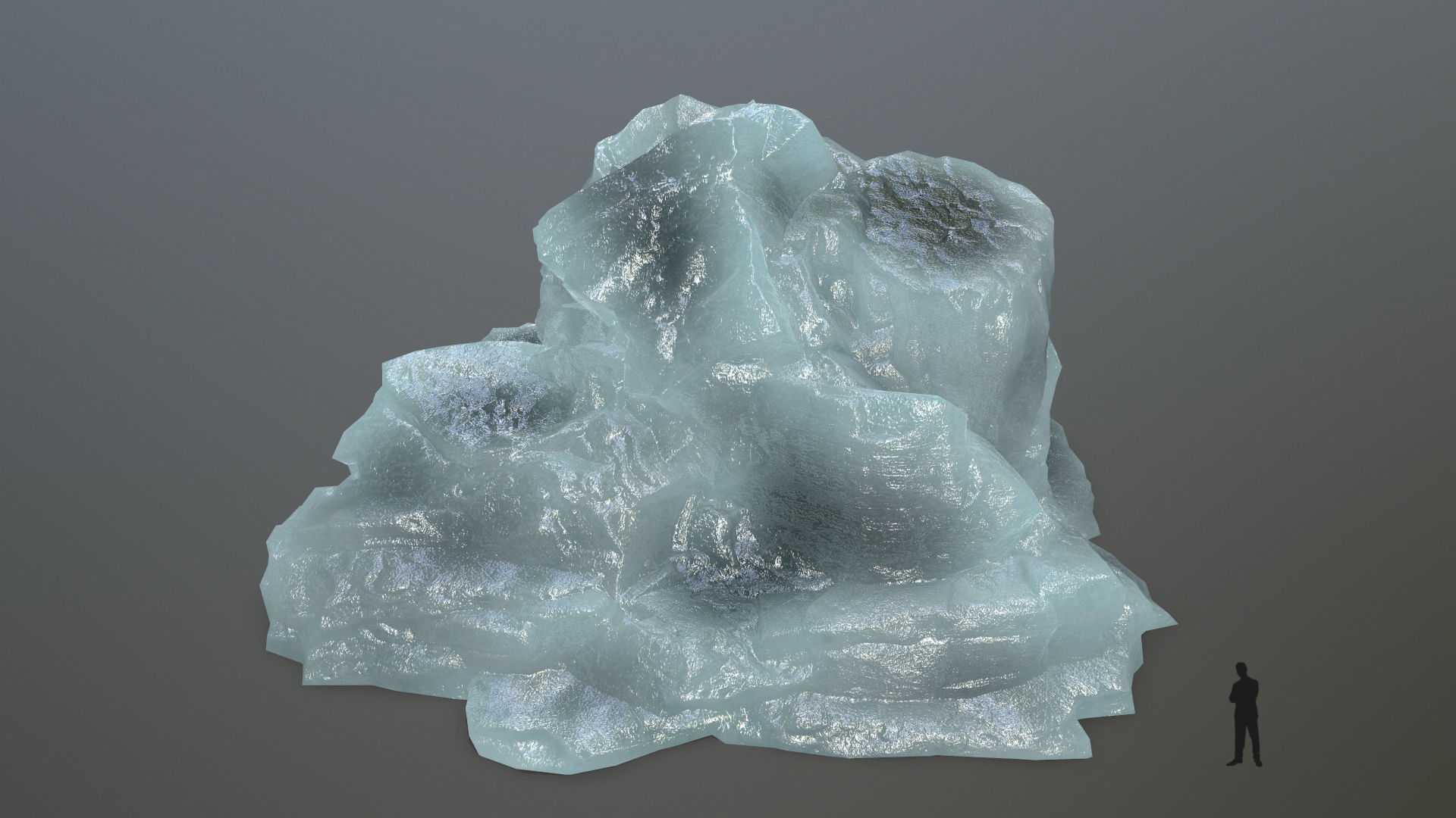 ice set rock in shape of cube Low-poly 3D model_1