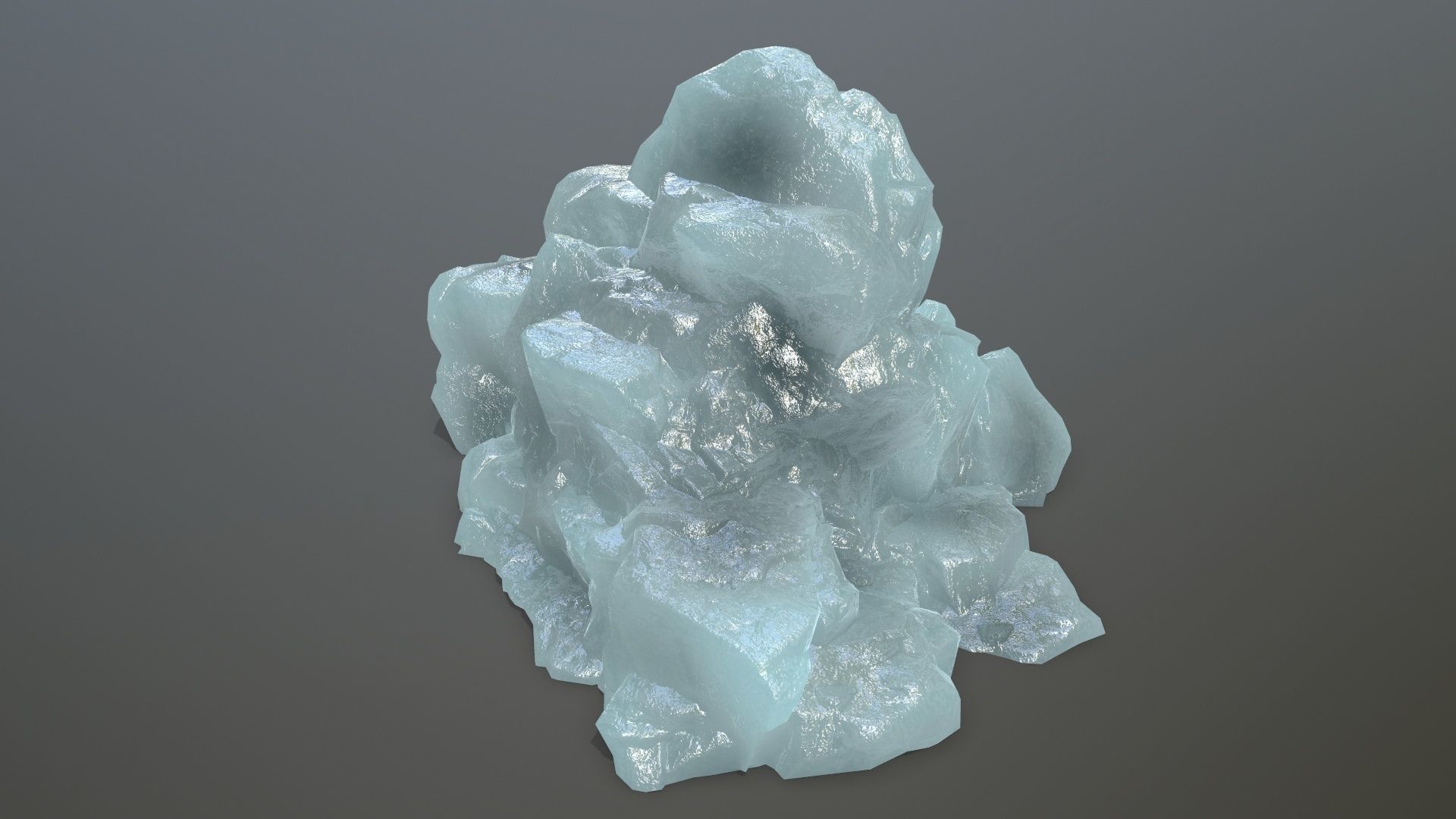 ice set rock in shape of cube Low-poly 3D model_25