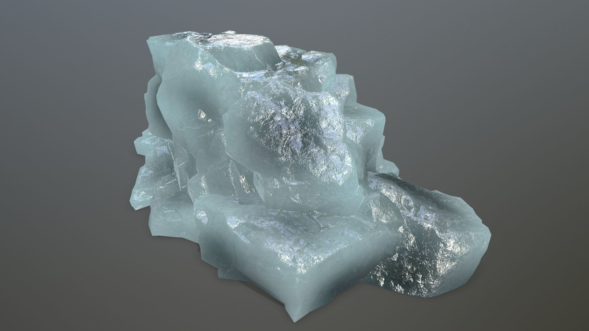 ice set rock in shape of cube Low-poly 3D model_7