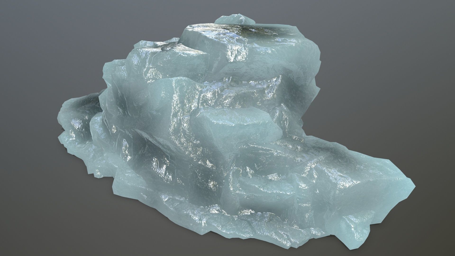 ice set rock in shape of cube Low-poly 3D model_9