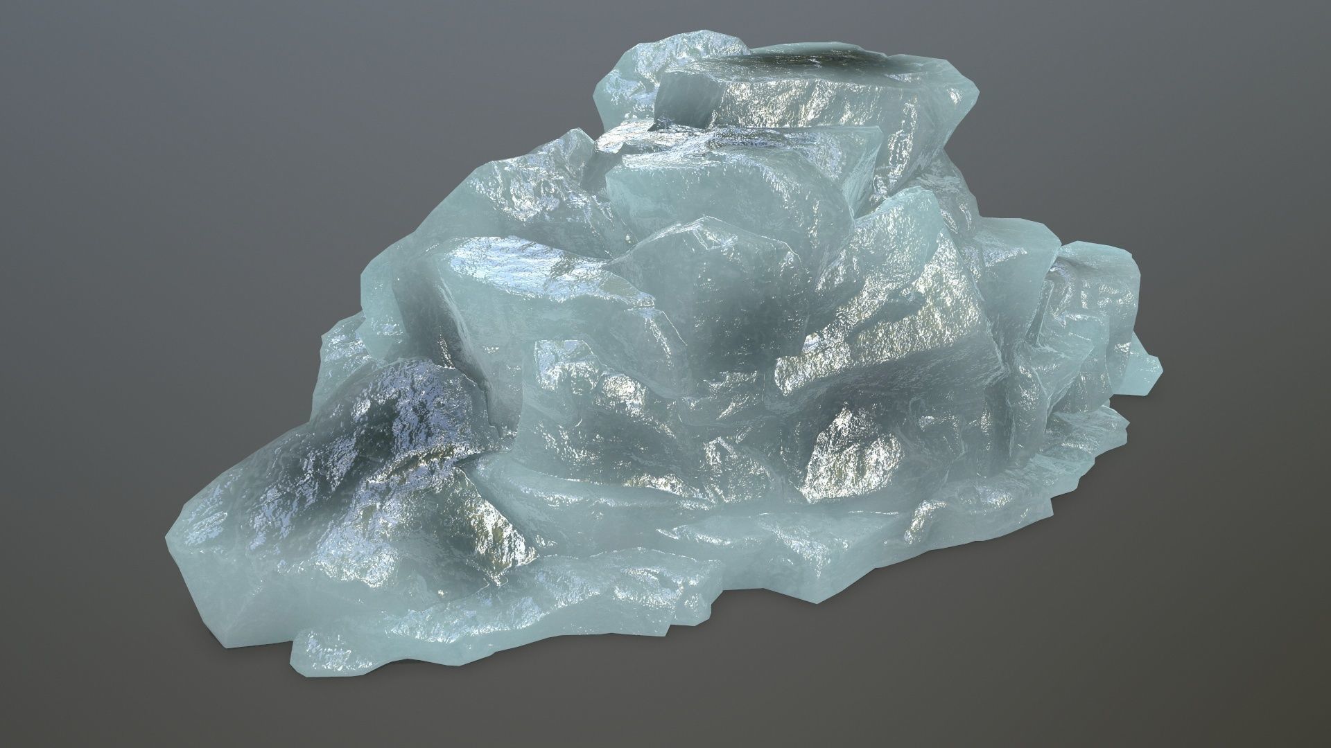 ice set rock in shape of cube Low-poly 3D model_8