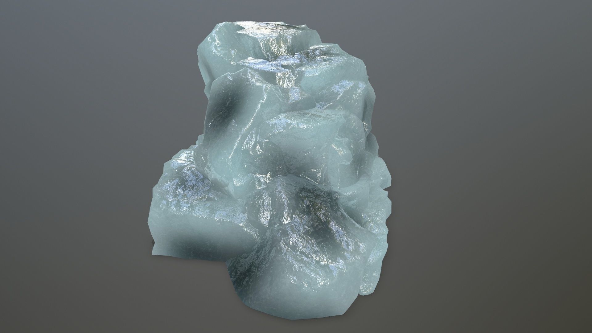 ice set rock in shape of cube Low-poly 3D model_24