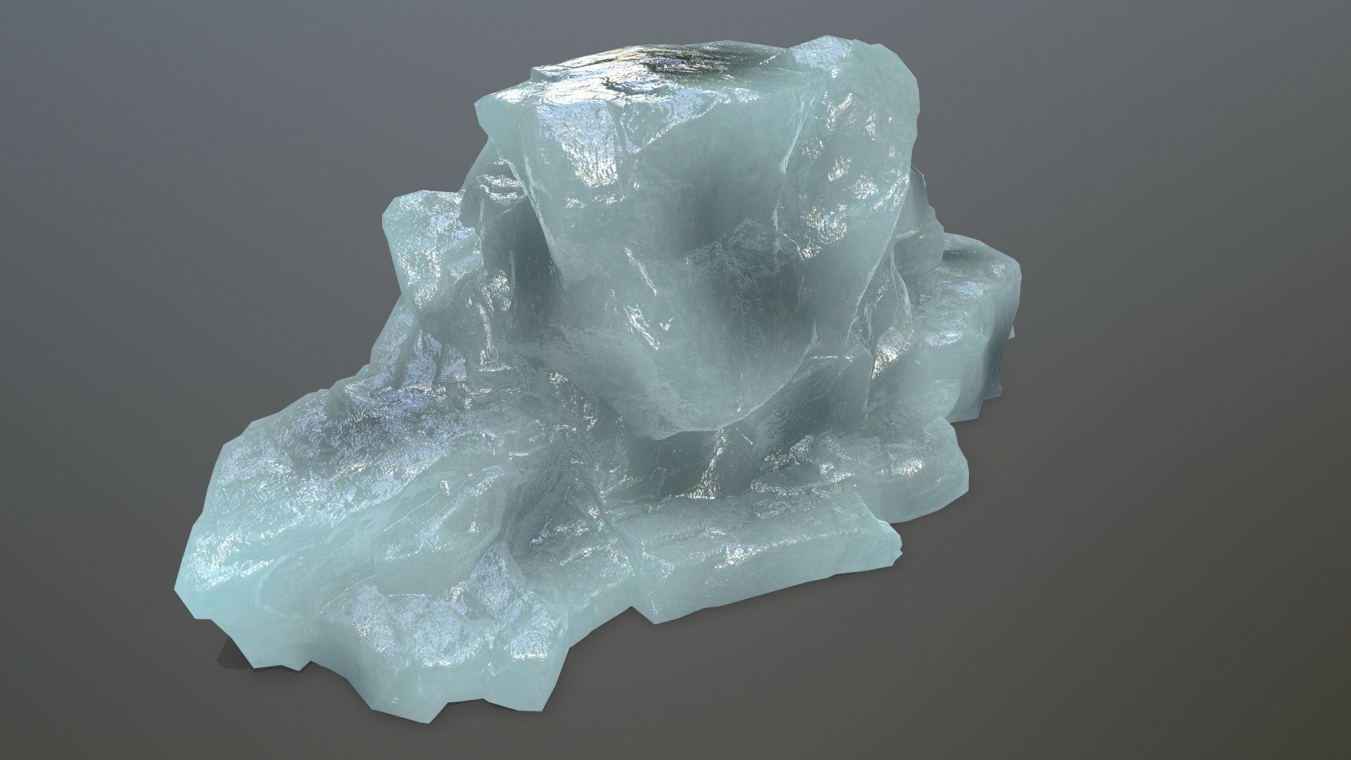 ice set rock in shape of cube Low-poly 3D model_5