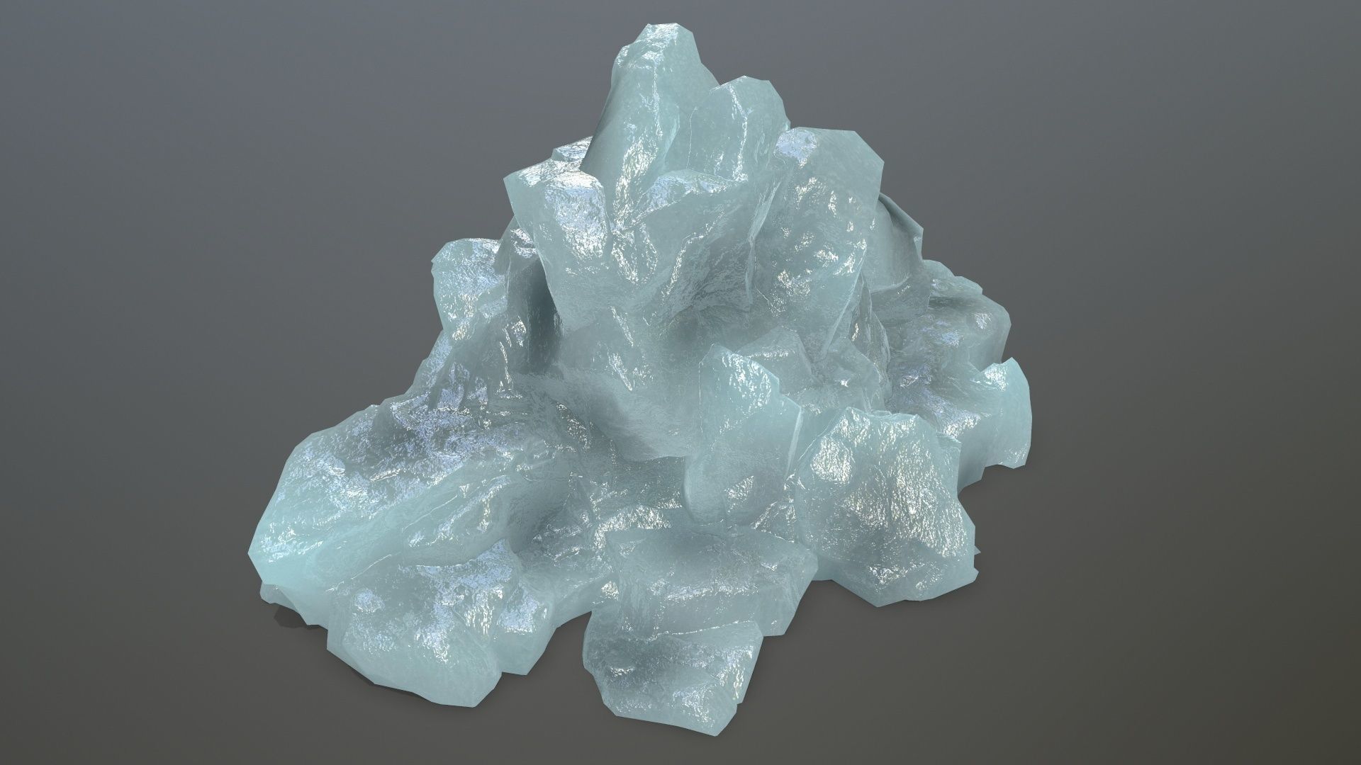 ice set rock in shape of cube Low-poly 3D model_11