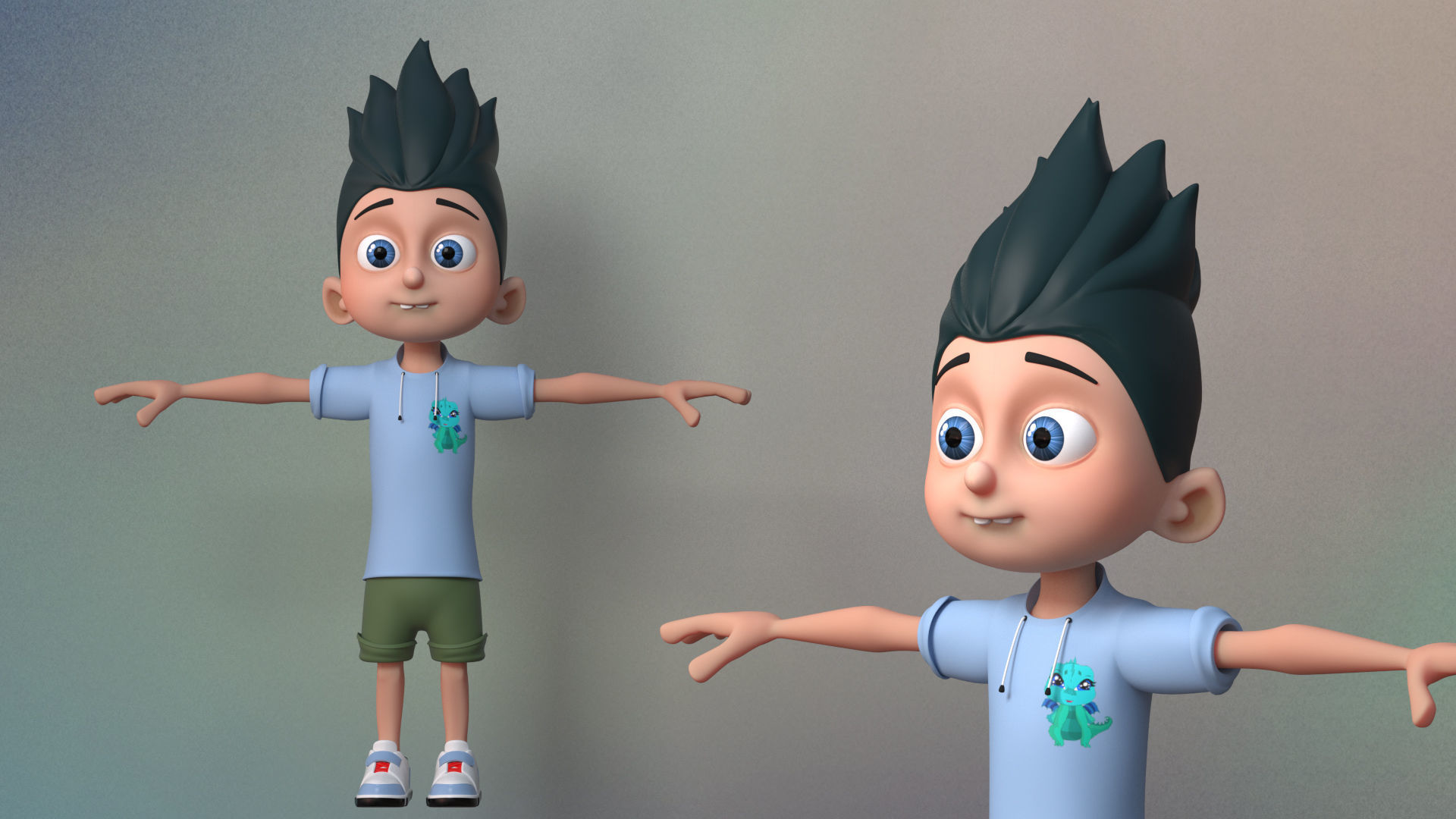 Cartoon boy 3D model_4