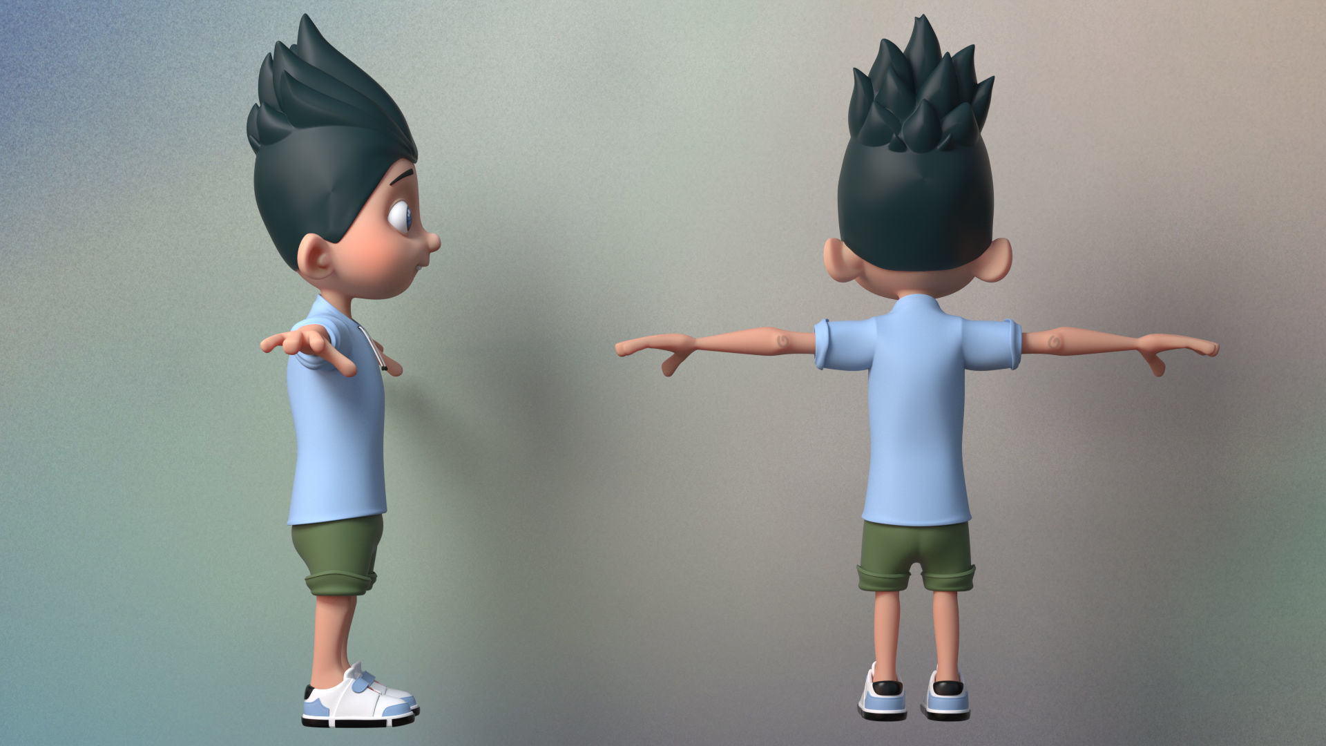 Cartoon boy 3D model_3