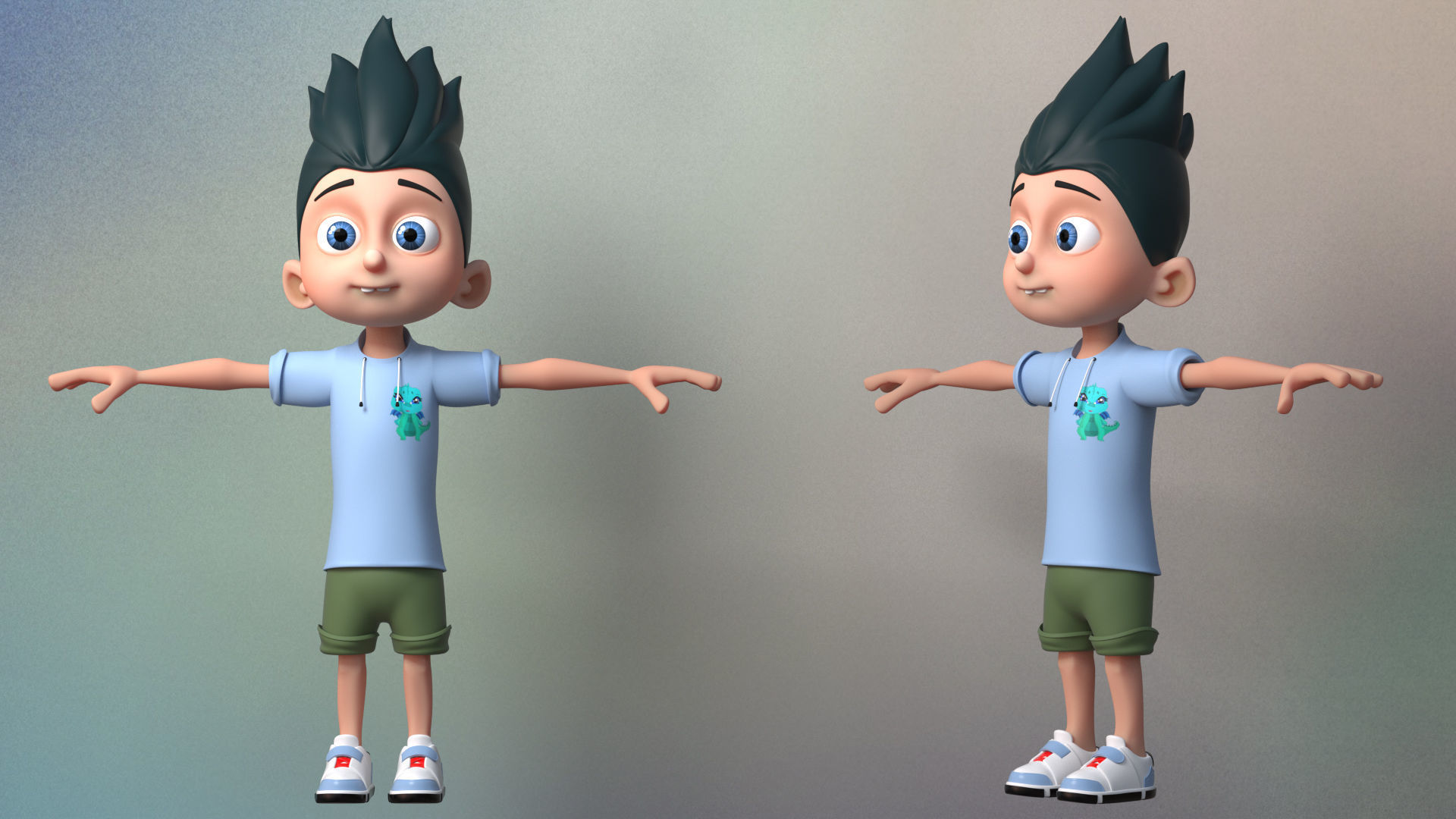 Cartoon boy 3D model_2