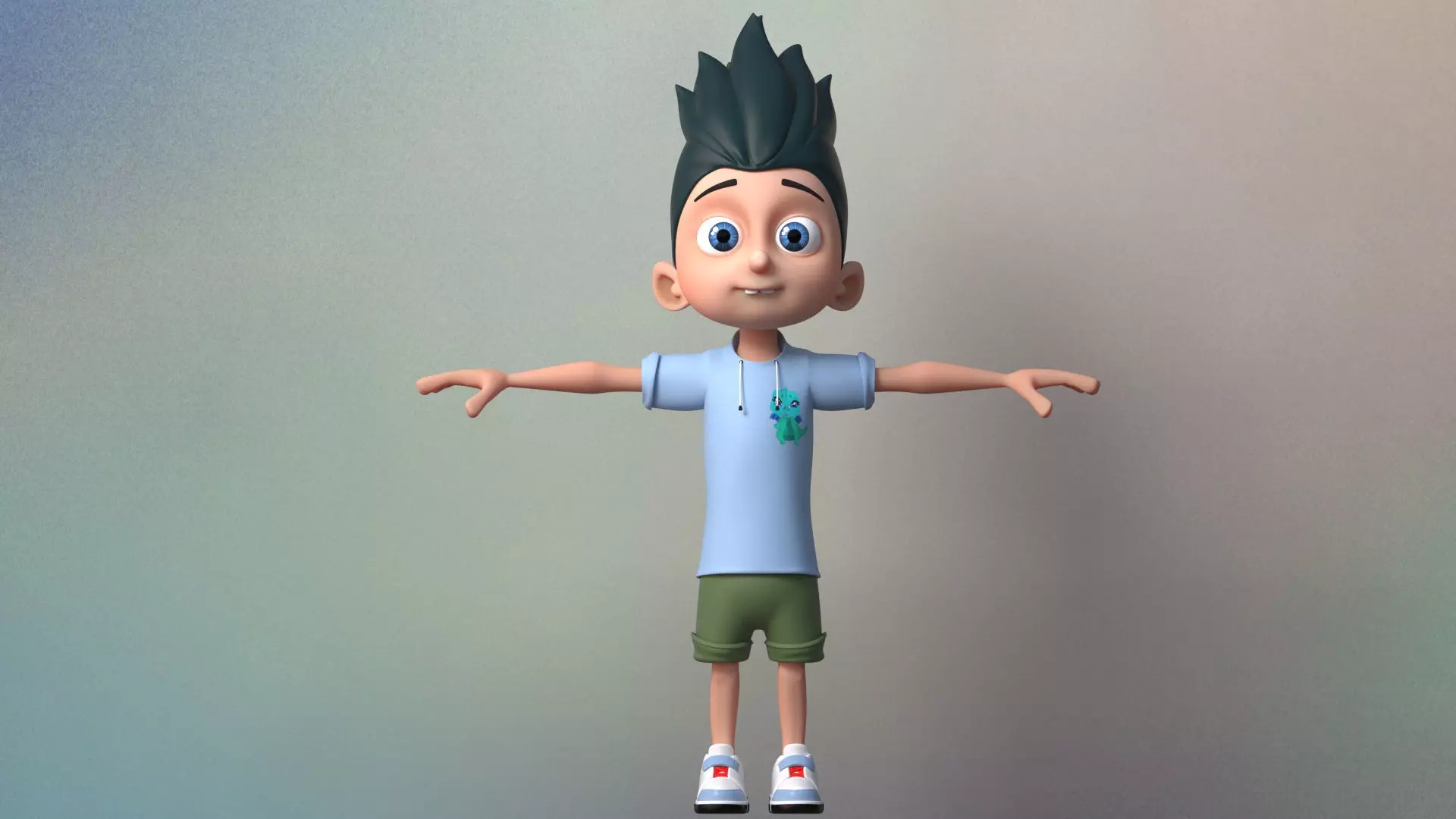 Cartoon boy 3D model_0