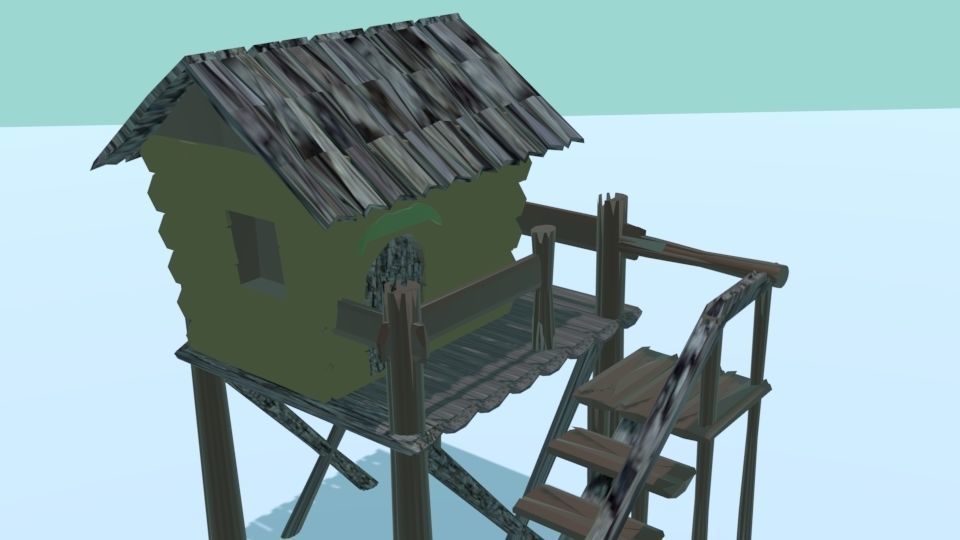 cottage tree house Free low-poly 3D model_1