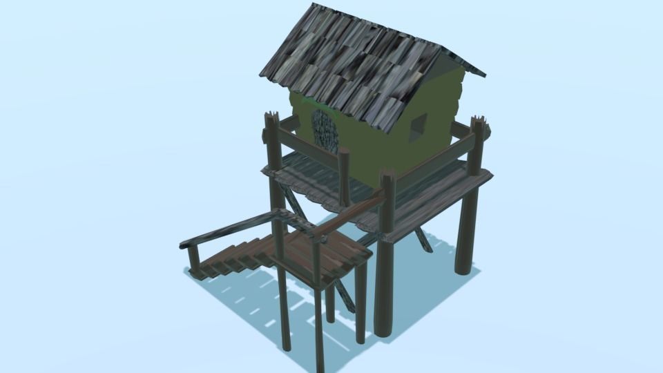 cottage tree house Free low-poly 3D model_3