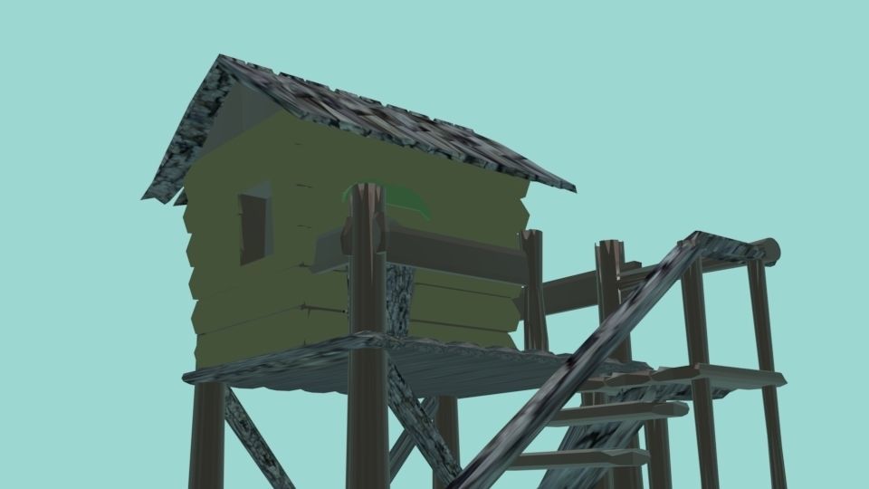 cottage tree house Free low-poly 3D model_2