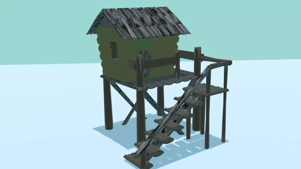 cottage tree house Free low-poly 3D model_0