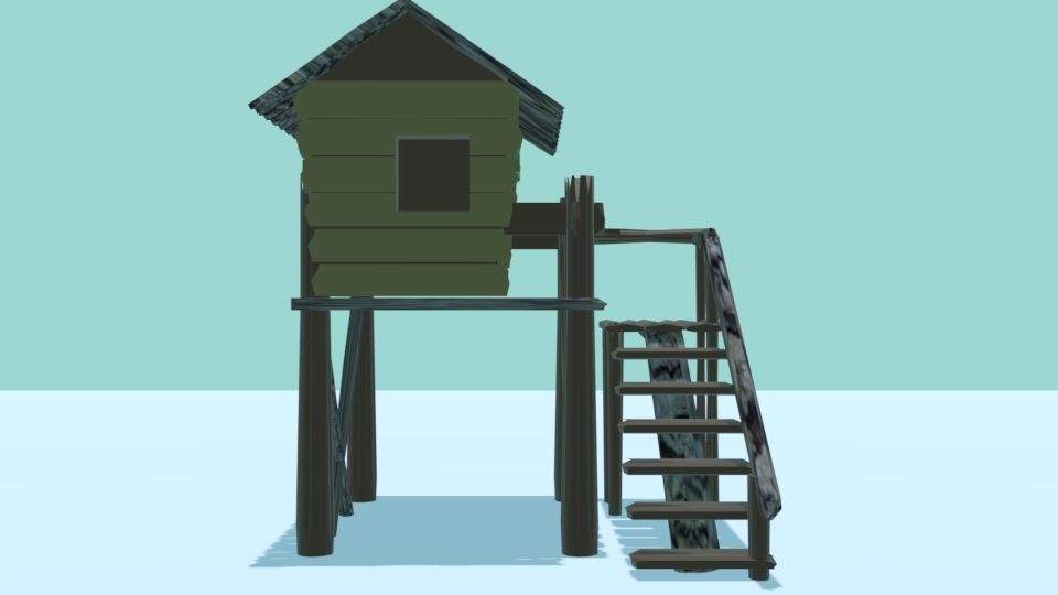 cottage tree house Free low-poly 3D model_6