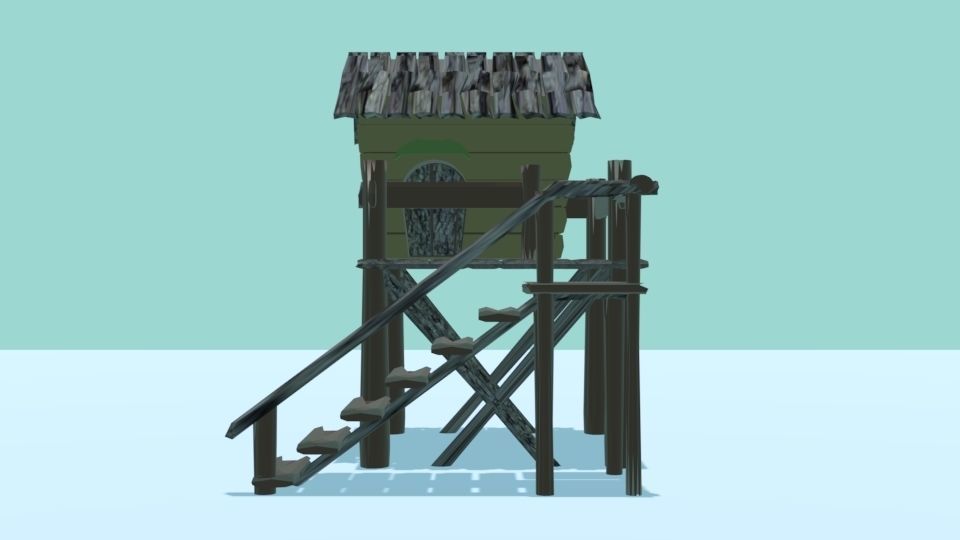 cottage tree house Free low-poly 3D model_5