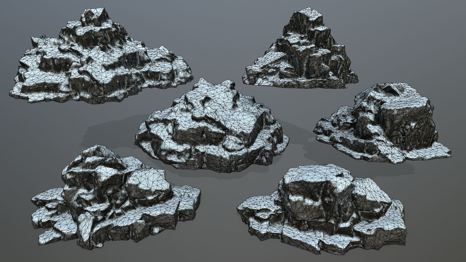 snow rocks Low-poly 3D model_34
