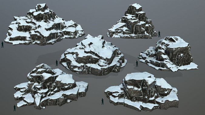 snow rocks  Low-poly 3D model
