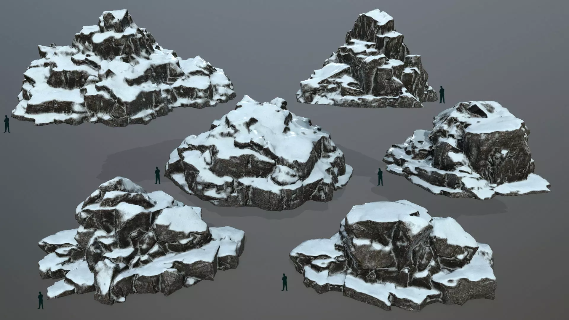 snow rocks Low-poly 3D model_0