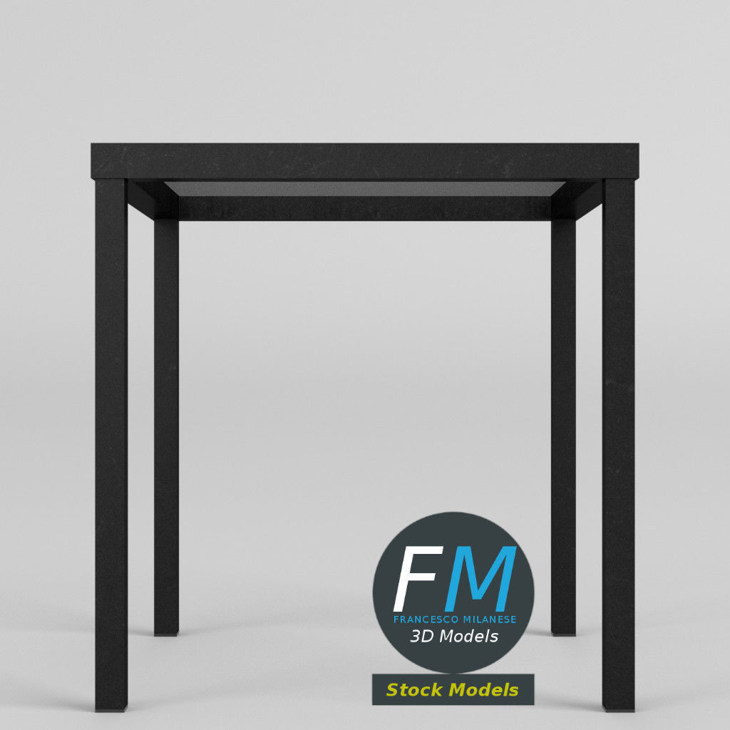 Glass top desk 3D model_3