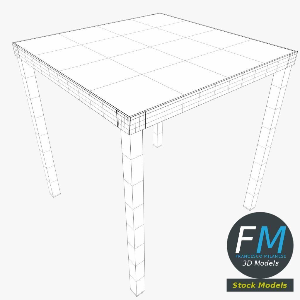 Glass top desk 3D model_7