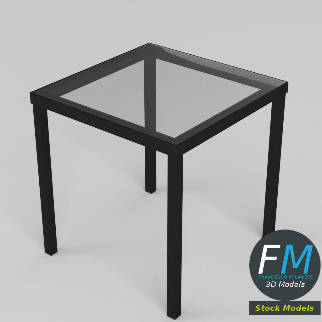 Glass top desk 3D model_2